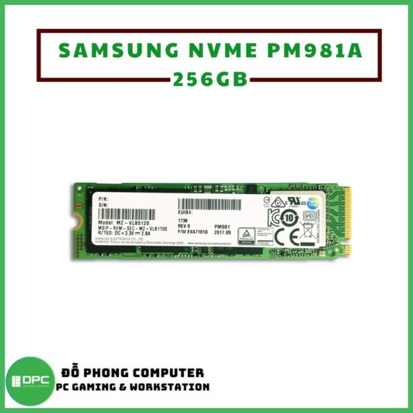 Samsung NVMe PM981a 256GB