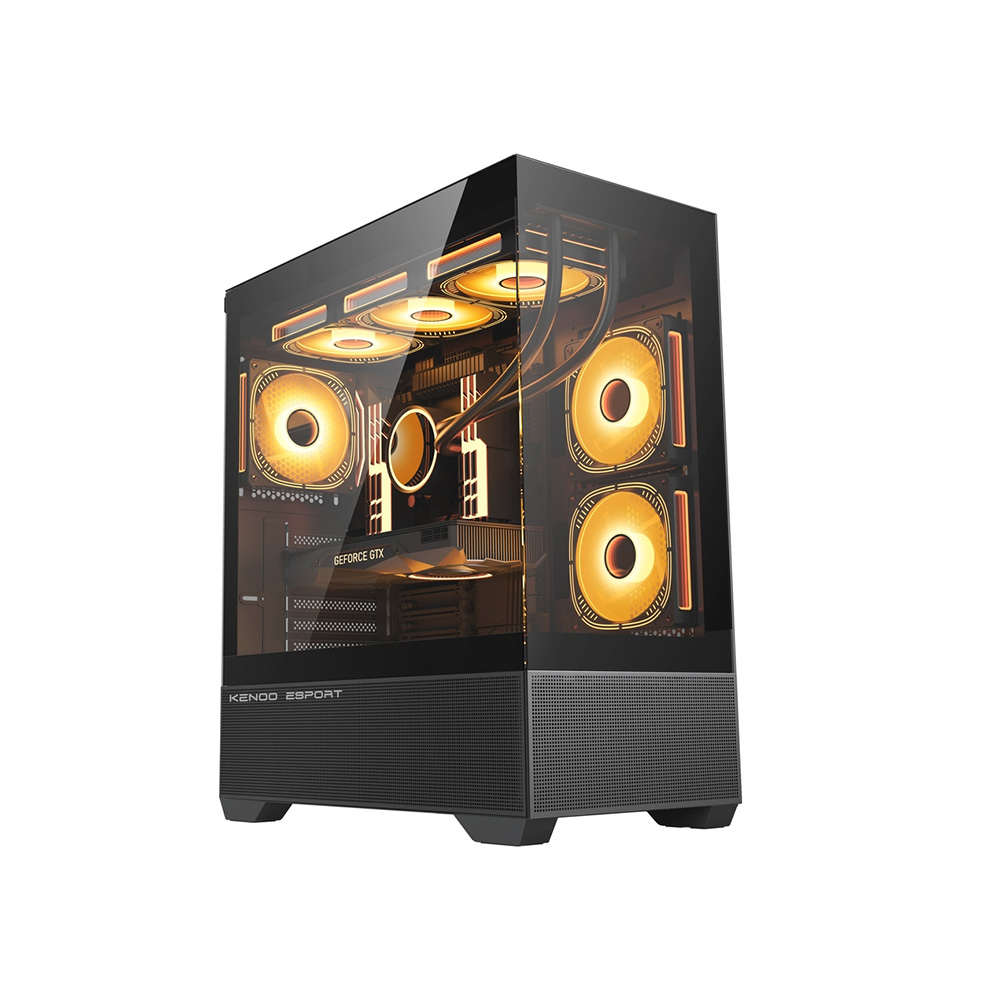 Vỏ Case KENOO ESPORT AK400 - Màu Đen (EATX, Case Bể Cá)